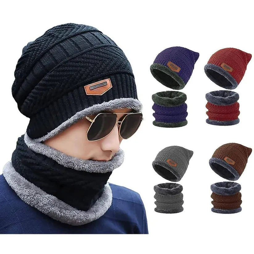 Winter Knit Beanie Hat & Neck Warmer Set for Men and Women – Fleece Lined Thermal Warm Set