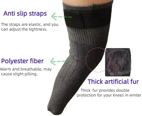 Winter Thermal Knee Warmers for Men & Women (Pair)– Soft Fleece-Lined Leg Warmers for Arthritis,  Cold Protection