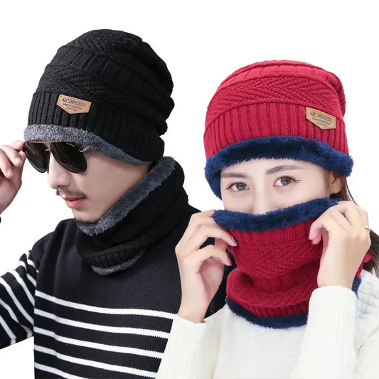 Winter Knit Beanie Hat & Neck Warmer Set for Men and Women – Fleece Lined Thermal Warm Set