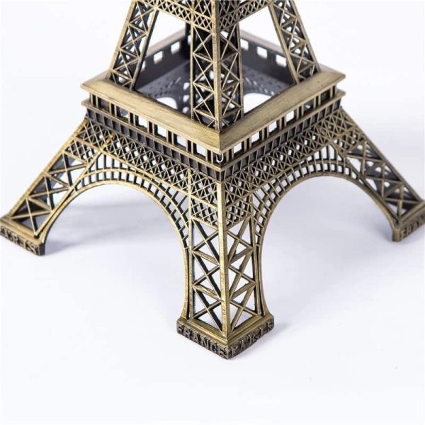 7-inch Eiffel Tower Statue Decor – Bronze Alloy Metal Paris Souvenir For Home, Office & Events