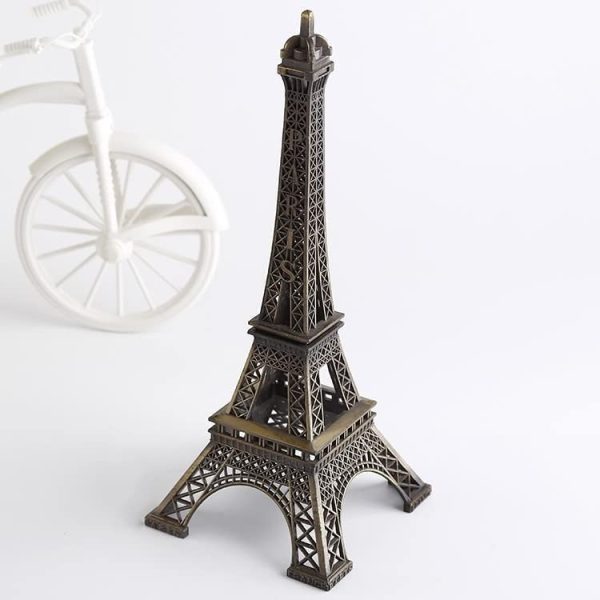 7-inch Eiffel Tower Statue Decor – Bronze Alloy Metal Paris Souvenir For Home, Office & Events