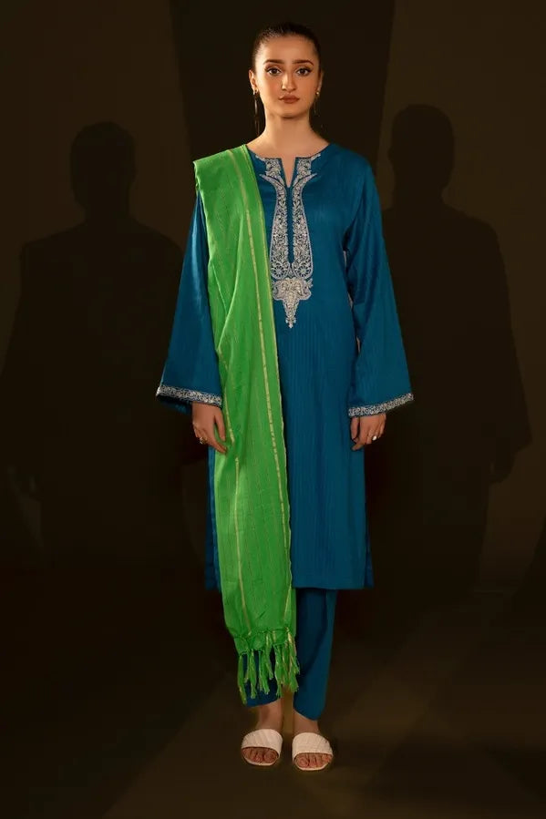 Jacquard Embroidered Shirt And Dupatta