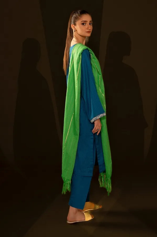 Jacquard Embroidered Shirt And Dupatta