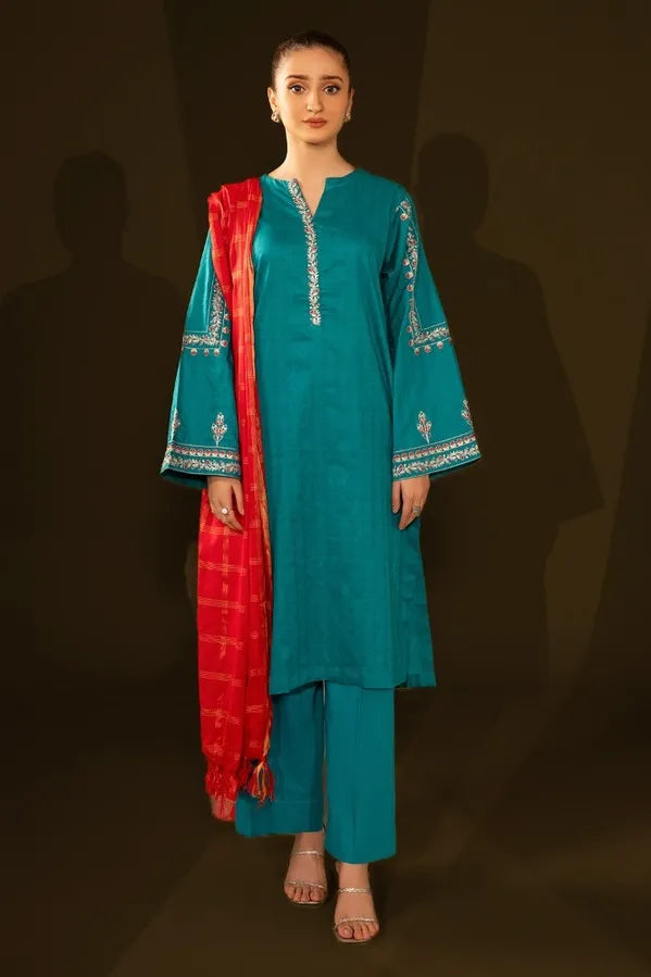 Jacquard Embroidered Shirt And Dupatta