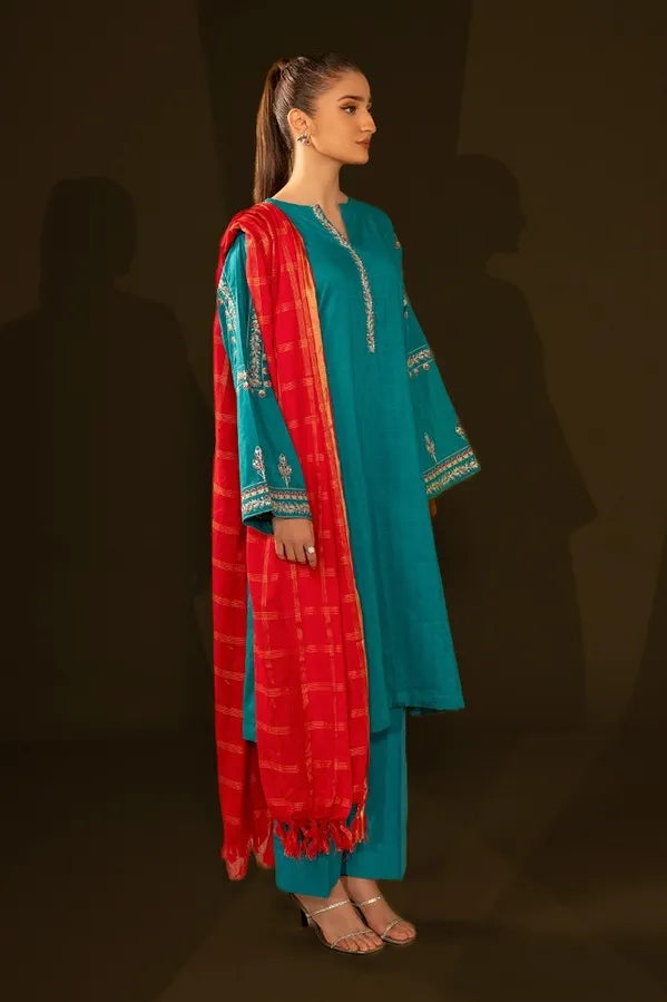 Jacquard Embroidered Shirt And Dupatta